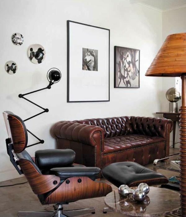 Δερμάτινο καναπέ πολυθρόνας έπιπλα σαλονιού Charles Eames Lounge Chair