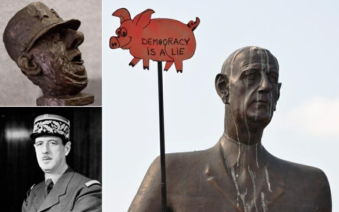 Άγαλμα του Σαρλ ντε Γκωλ και εικόνες για προβολή σύγκρισης