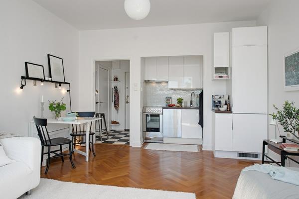 Διαμέρισμα ενός δωματίου στη Σουηδία χαλί ντουλάπα κουζίνα