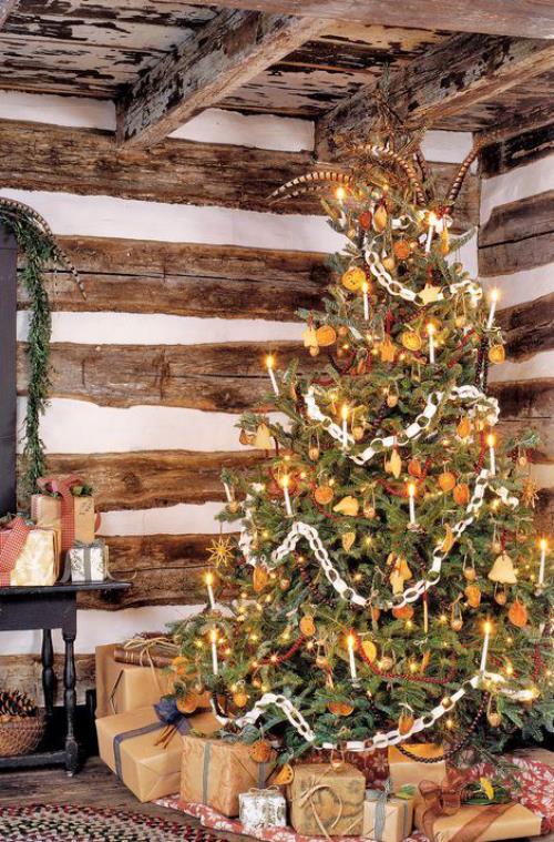 Το χριστουγεννιάτικο δέντρο παραδοσιακά διακοσμεί ασορτί διακοσμήσεις χριστουγεννιάτικου δέντρου ρουστίκ σαλόνι εφέ WOW