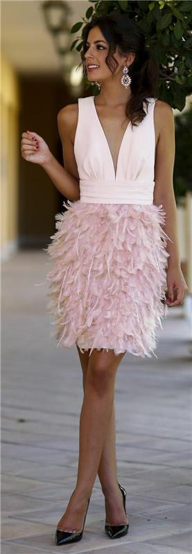 Φορέματα κοκτέιλ υψηλής μόδας ροζ φόρεμα μήκους γόνατος