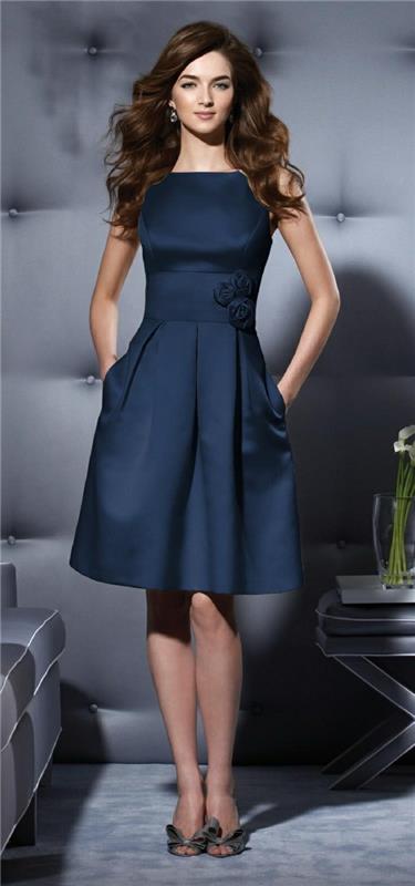 Κοκτέιλ φορέματα απλά κομψό σκούρο μπλε κώδικα ενδυμασίας