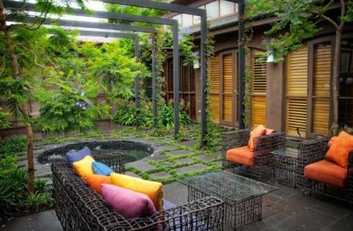 Δροσερή διακόσμηση κήπου μέταλλο DIY έπιπλα κήπου πολύχρωμα μαξιλάρια
