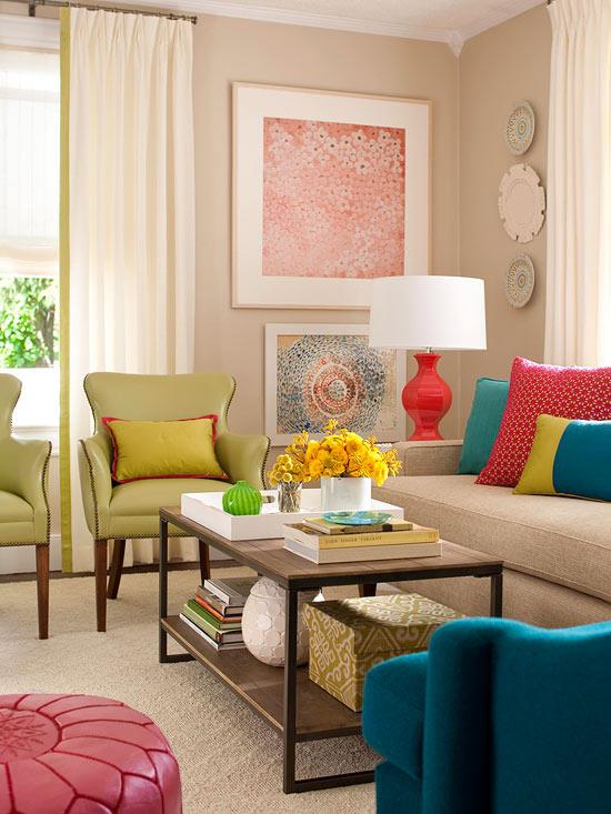 Cool-living-tips-σαλόνι-διακόσμηση-ζωγραφική-πολυθρόνα-καναπές-δέρμα-πολύχρωμα