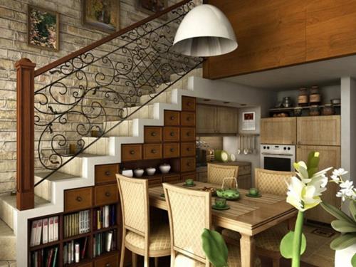 Δροσερές ιδέες αποθήκευσης για εξοικονόμηση χώρου στην κουζίνα της σκάλας