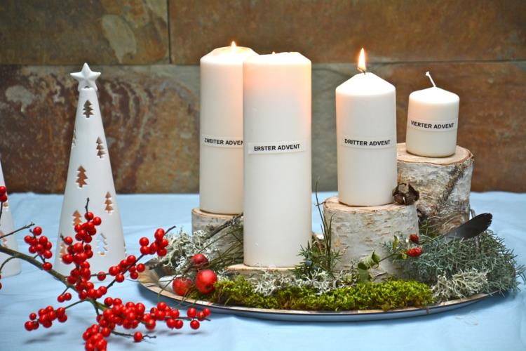 DIY Advent στεφάνια ιδέες όμορφη χριστουγεννιάτικη διακόσμηση τραπεζιού