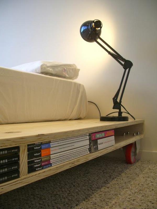 Κρεβάτια ξύλινες παλέτες κουφώματα ράφια βιβλία