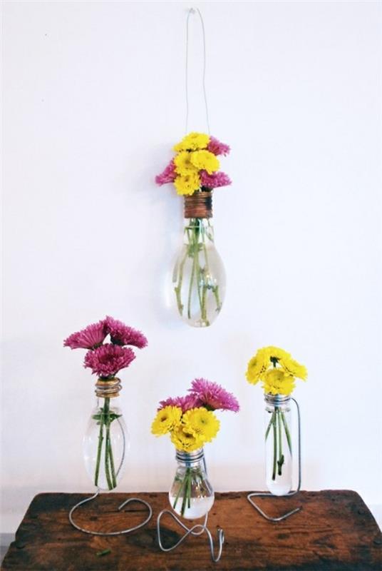 DIY διακόσμηση από λαμπτήρες λουλούδια λουλούδια