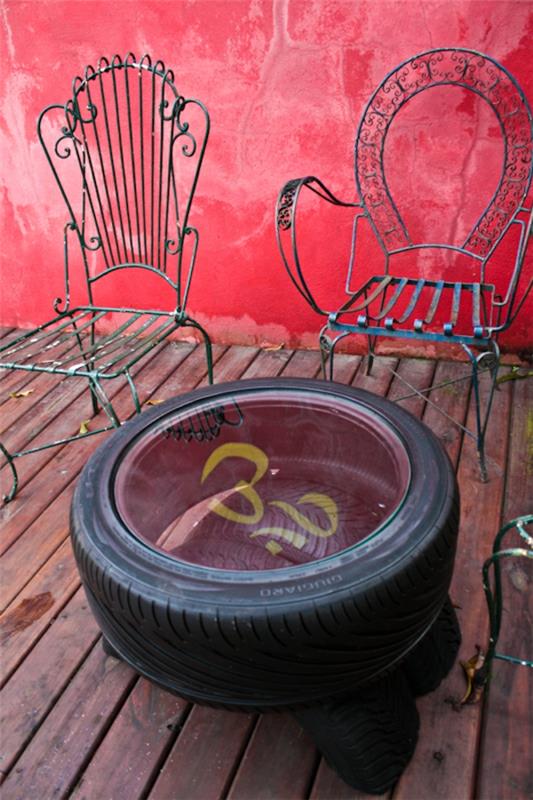 DIY έπιπλα μεταλλική κατασκευή ελαστικών αυτοκινήτου