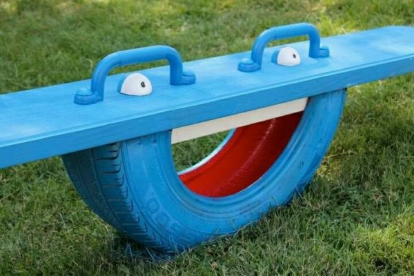 DIY έπιπλα αυτοκινήτου ελαστικά αυτοκινήτων ταλαντεύονται μπλε