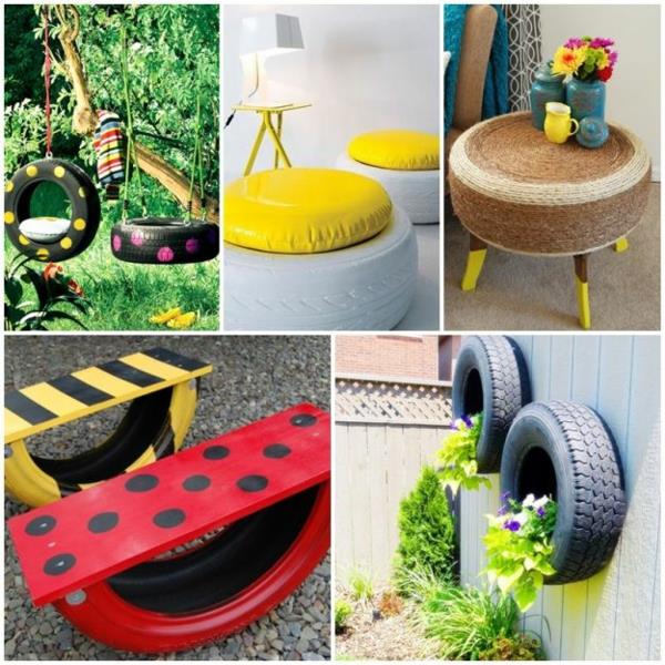 DIY έπιπλα ελαστικού αυτοκινήτου κόκκινος πάγκος