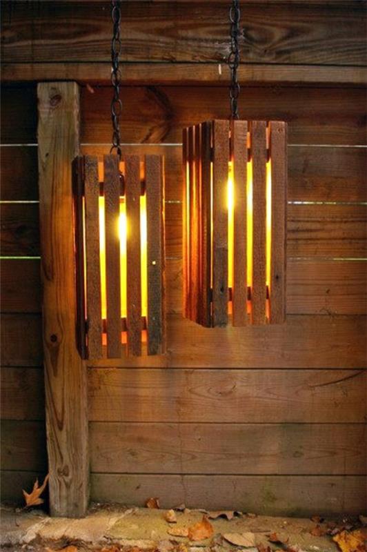DIY έπιπλα από παλιά παλέτα φαναράκια κήπου
