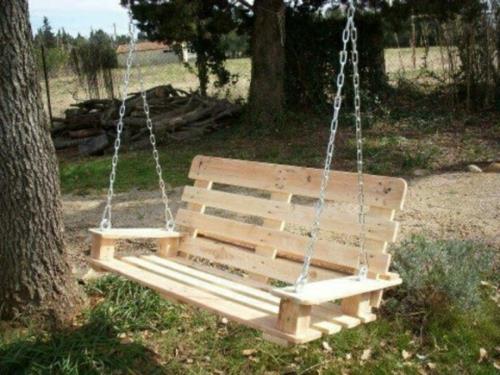 DIY swing ευρώ παλέτες κήπος πίσω μπράτσα