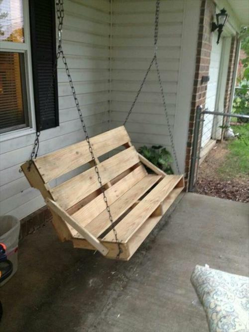 DIY swing euro pallets βεράντα κήπου