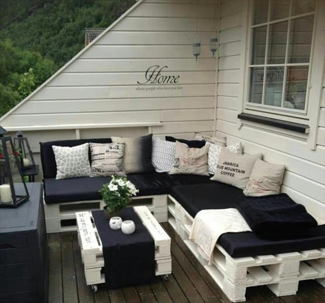 DIY καναπέδες από Euro παλέτες μαξιλάρια βεράντα βεράντα οροφής καλοκαίρι