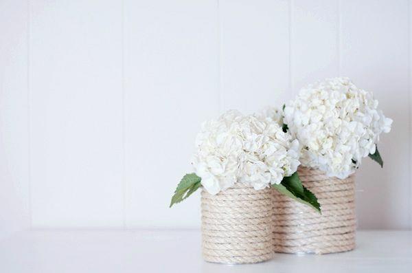 DIY λουλούδια βάζου με σχοινί