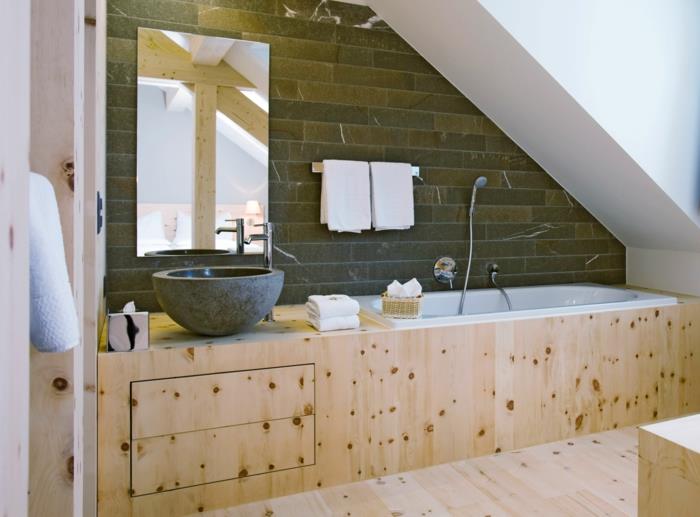 Έπιπλα σοφίτας ξύλινη σοφίτα διαμέρισμα σχεδιασμού μπάνιου