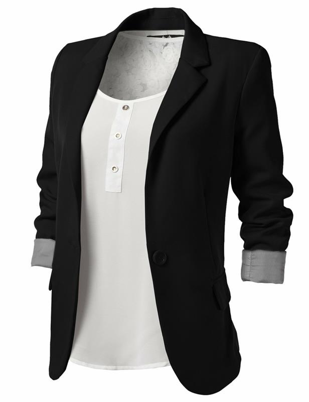 Γυναικείο μπουφάν H & M, μαύρο, κομψό, σπορ με λευκό τοπ