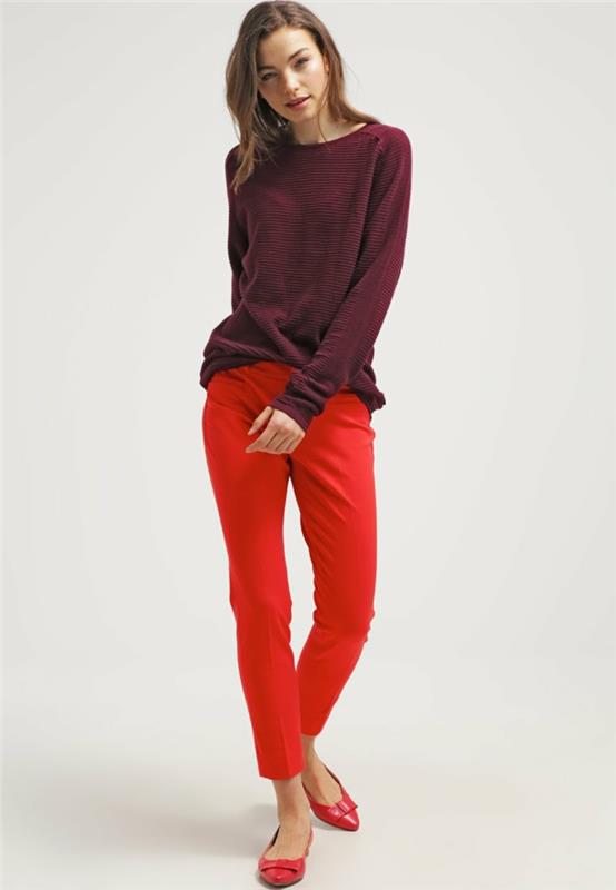 Γυναικεία παντελόνια κόκκινες τάσεις μόδας 2016 κόκκινο πορτοκαλί παντελόνι