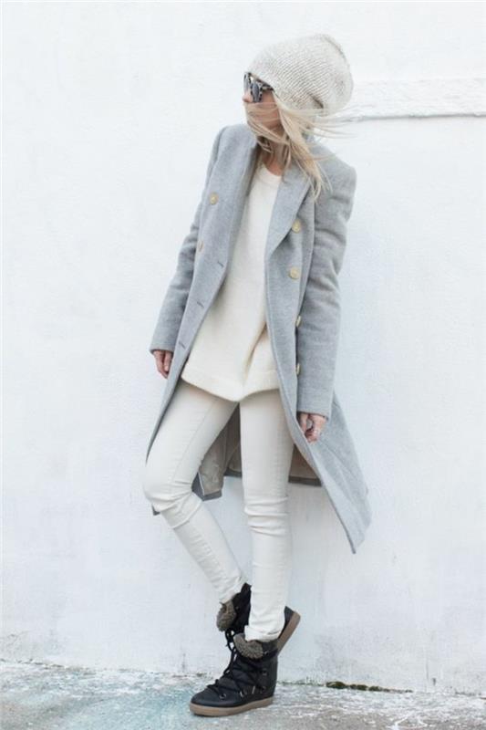 Γυναικείο παλτό χειμερινό γκρι oversize παλτό χειμερινές γυναικείες μόδες