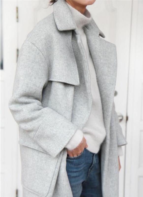 Γυναικείο παλτό χειμώνα ανοιχτό γκρι χειμωνιάτικες γυναίκες μόδας