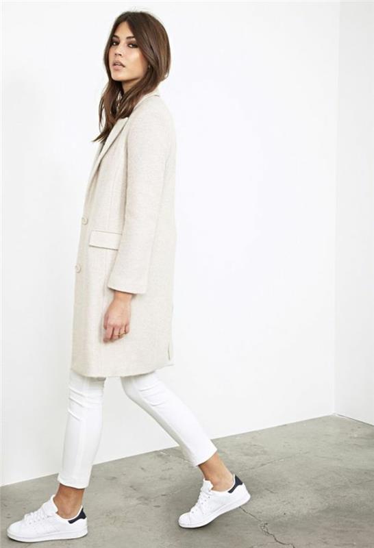 Γυναικείο παλτό μάλλινο παλτό λευκή χειμερινή μόδα κυρίες