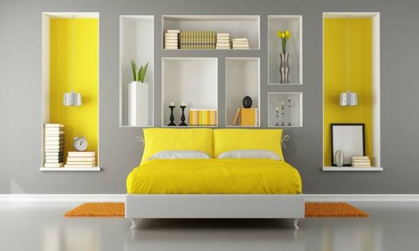 Το υπνοδωμάτιο σχεδιάζει εντελώς κίτρινες πινελιές