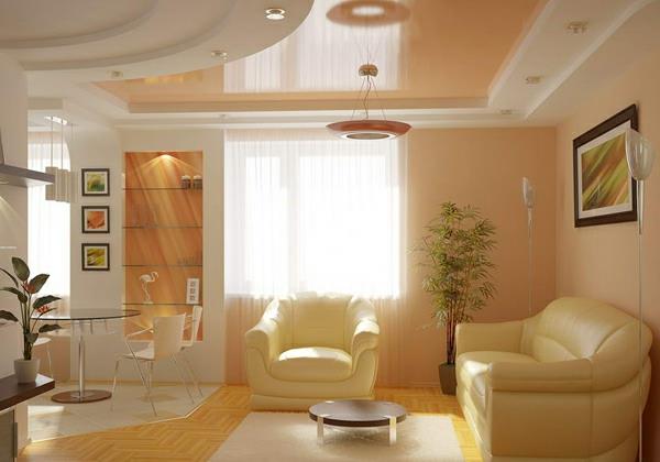 Σχεδιασμός οροφής στο σαλόνι Αναρτημένος φωτισμός οροφής ενσωματωμένο περιβάλλον