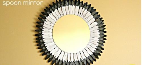 DIY ιδέες διακόσμησης κουταλιού πλαισίου καθρέφτη τοίχου