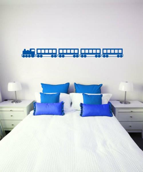 Διακόσμηση για αυτοκόλλητα τοίχου μπλε λευκό υπνοδωμάτιο
