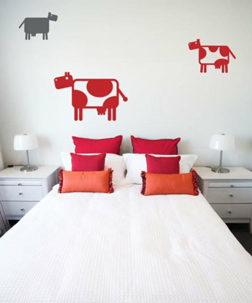 διακόσμηση για αυτοκόλλητα τοίχου λευκό κόκκινο αγελάδα υπνοδωμάτιο παιχνιδιάρικο