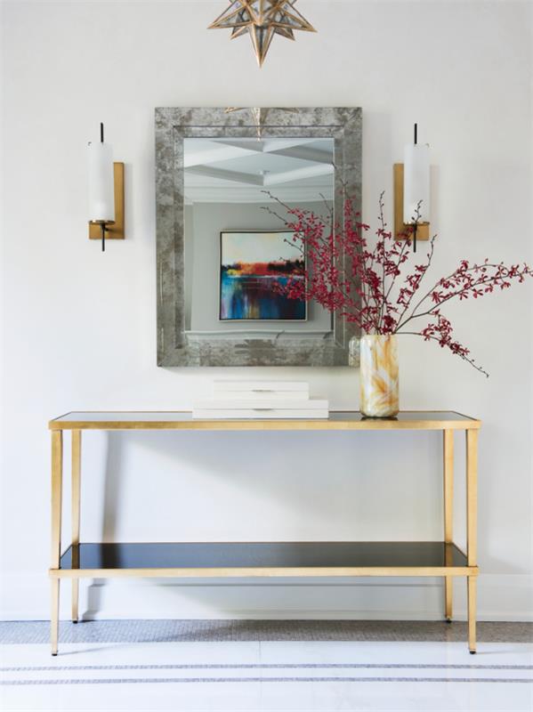 Διακοσμητικός καθρέφτης τοίχου στο διάδρομο μοντέρνο σχέδιο πολύ ελκυστικό ορθογώνιο σχήμα καθρέφτη