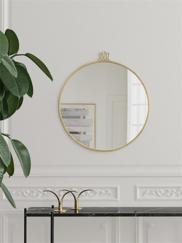 Διακοσμητικός καθρέφτης τοίχου στο διάδρομο απλός μοντέρνος σχεδιασμός στρογγυλός καθρέφτης χρυσό πλαίσιο