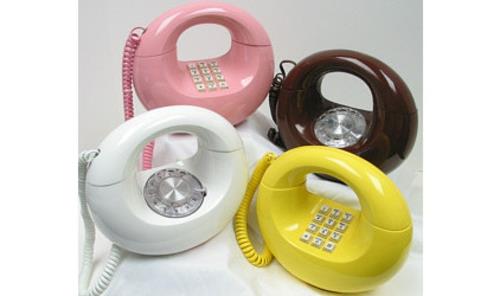 Σχεδιασμός και μόδα των συσκευών ιδεών της δεκαετίας του '70 τηλέφωνο πολύχρωμο λαμπερό