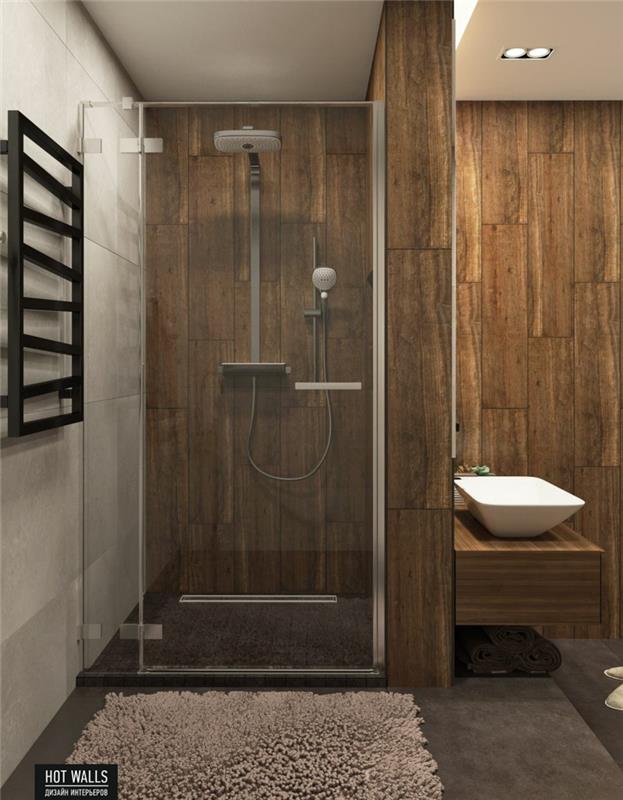 Εσωτερικά παραδείγματα σχεδιαστών τοίχοι μπάνιου από ξύλο