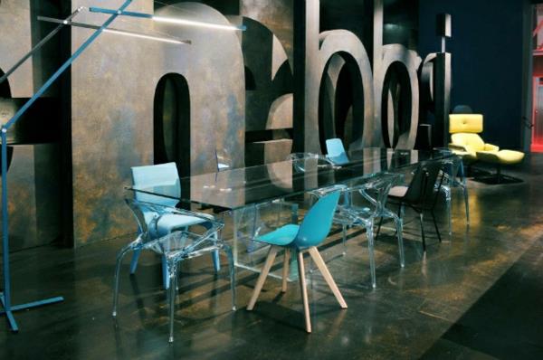 Συλλογή επίπλων σχεδιαστών μπλε τραπέζι επίπλων γυάλινο τραπέζι