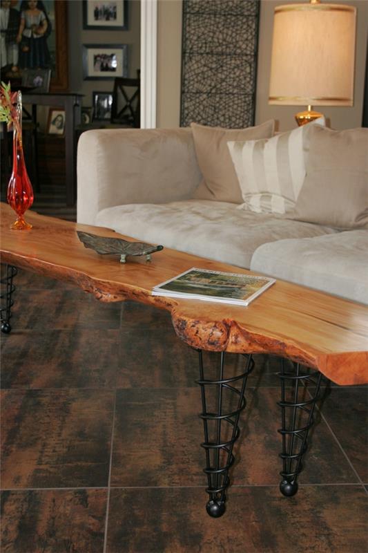 Τραπέζι ποδιών σπιράλ τραπεζάκι σαλονιού από φυσικό ξύλο