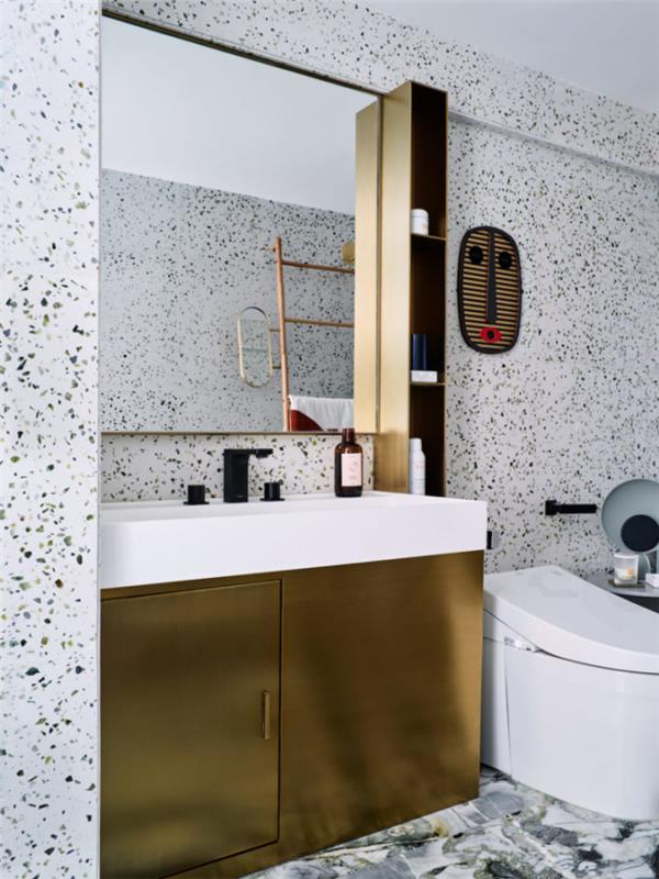 Διαμέρισμα σχεδιαστών στην μονάδα ματαιοδοξίας μπάνιου της Κίνας με χρυσό φινίρισμα που τραβάει τα βλέμματα