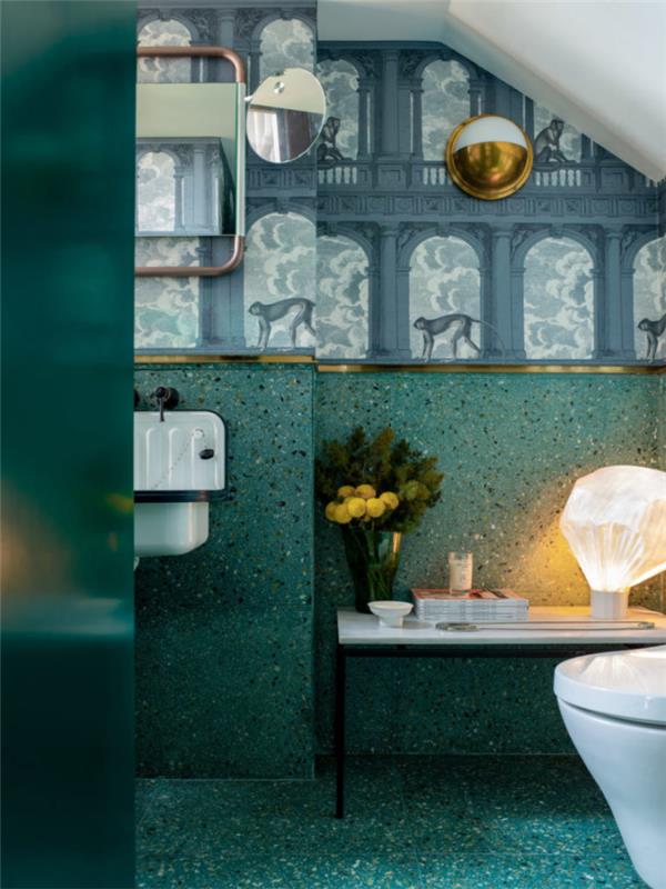 Διαμέρισμα σχεδιαστών στην Κίνα υπέροχες ιδέες κομψά διακοσμημένο τοίχο στην τουαλέτα