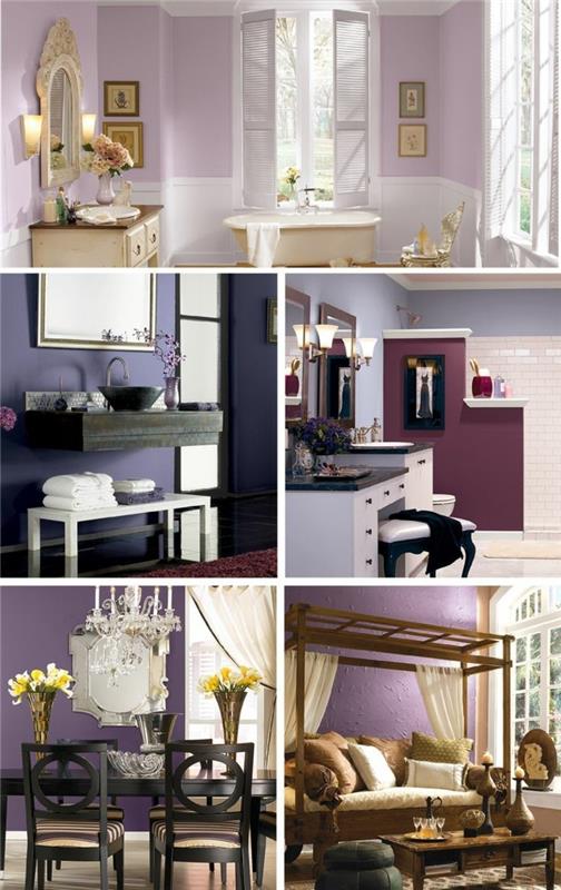 Το μοντέρνο διαμέρισμα με μοβ μοντέρνο χρώμα βαφής τοίχου