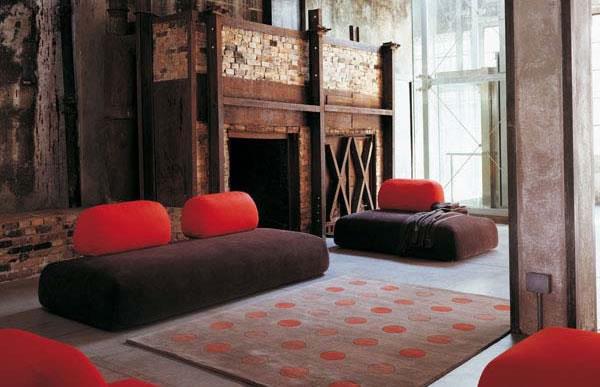 Ο ελκυστικός καναπές Cocoon σετ καναπέδες με κόκκινη πλάτη