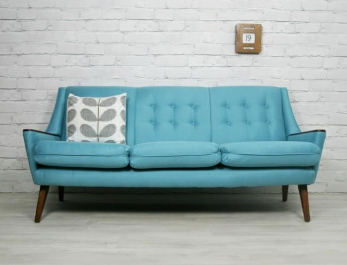 Δανέζικο σχέδιο μπλε καναπέ στυλ hygge