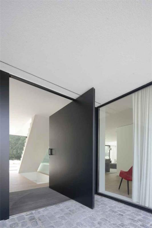 Περιστρεφόμενες πόρτες για το σπίτι, φουτουριστικός σχεδιασμός σε μαύρο χρώμα, εξαιρετικά φαρδύ, πολύ σταθερό