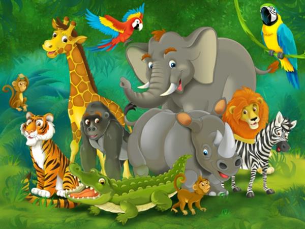 Παιδική ταπετσαρία Jungle savanna σχεδιάζει ζώα παιδικού δωματίου