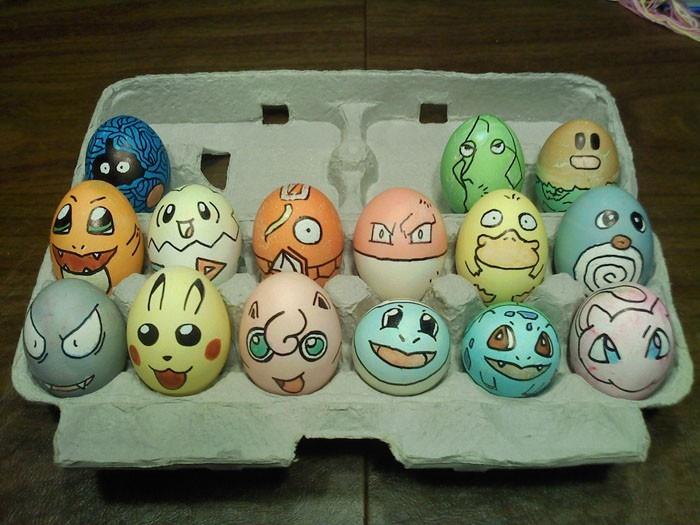 Αυγά ζωγραφίζουν πρόσωπα δημιουργικό ανταγωνισμό pokemon