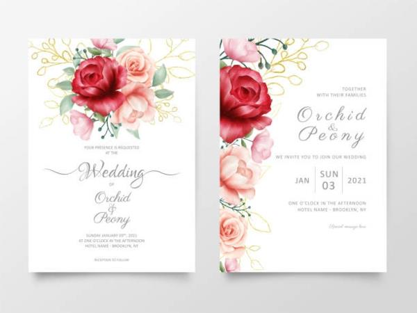 Προσκλητήρια για γαμήλια λουλούδια εκτυπώστε απλό σχέδιο