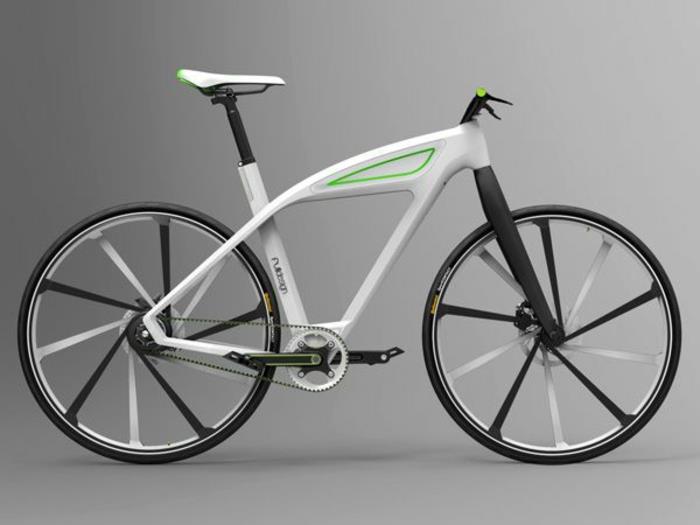 Ηλεκτρικό ποδήλατο δοκιμή λευκό σχέδιο έννοιας