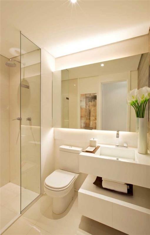 Μπάνιο από ελεφαντόδοντο με πολλές επιφάνειες καθρέφτη