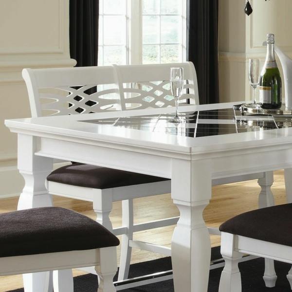 Τραπέζι τραπεζιού πάγκο ξύλο λευκό καφέ κάλυμμα καρέκλας