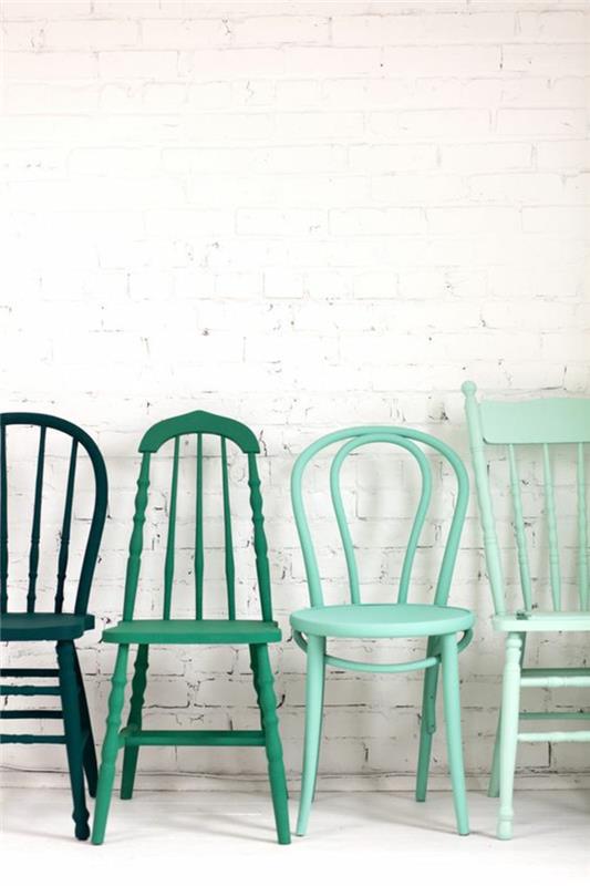 Καρέκλες τραπεζαρίας ξύλινες καρέκλες ρετρό εμφάνιση πράσινες εργονομικές καρέκλες